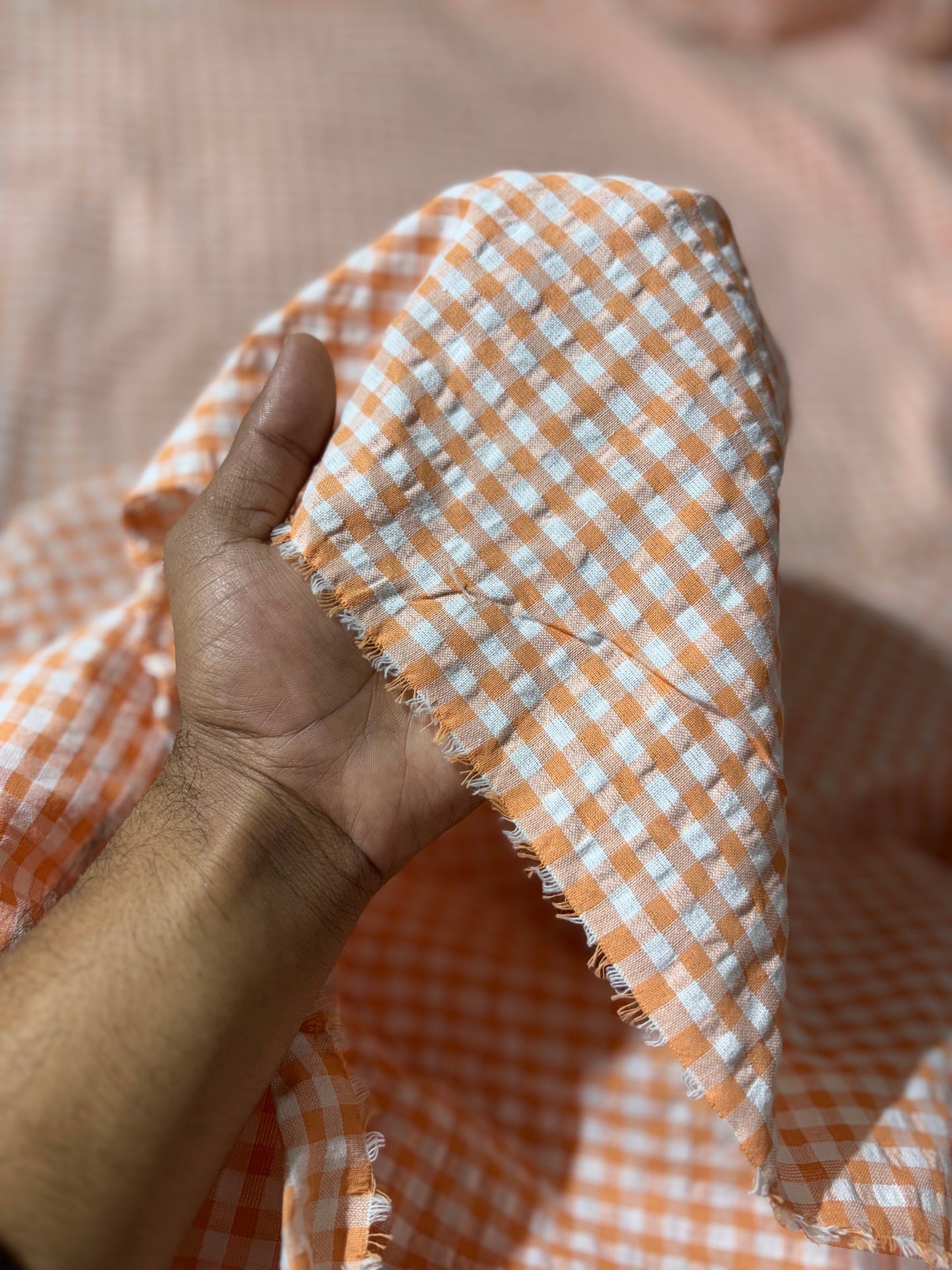 Cotton Check Seersucker Fabric CSC002