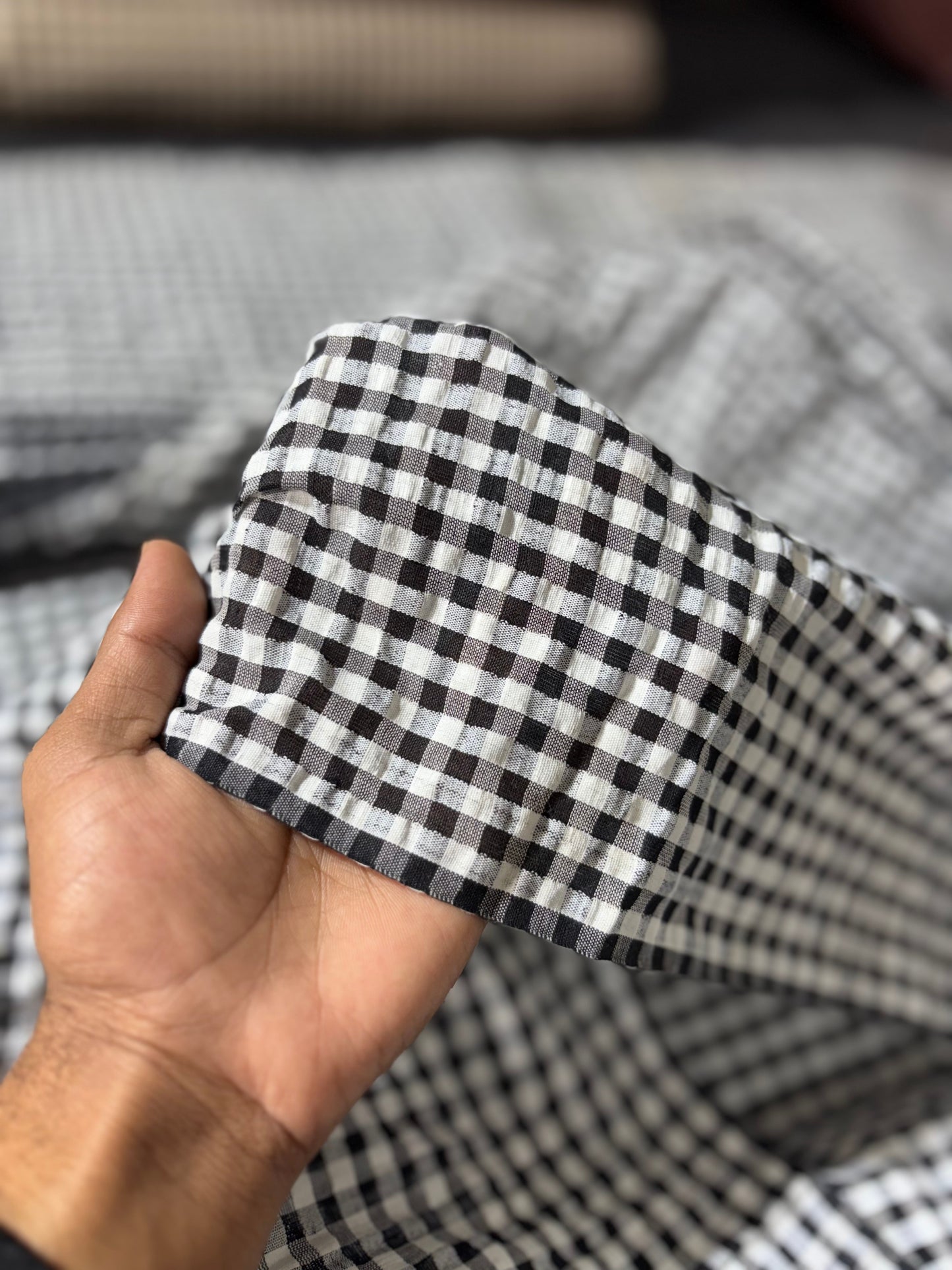 Cotton Check Seersucker Fabric CSC006
