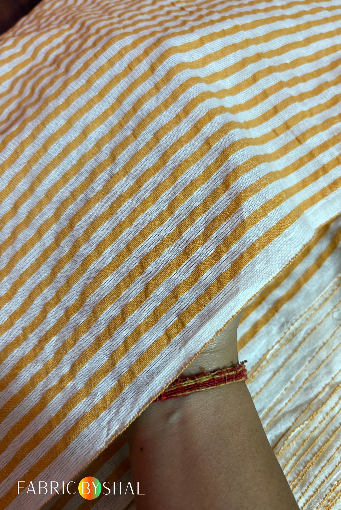 Yellow Stripe Seersucker Fabric CS0032