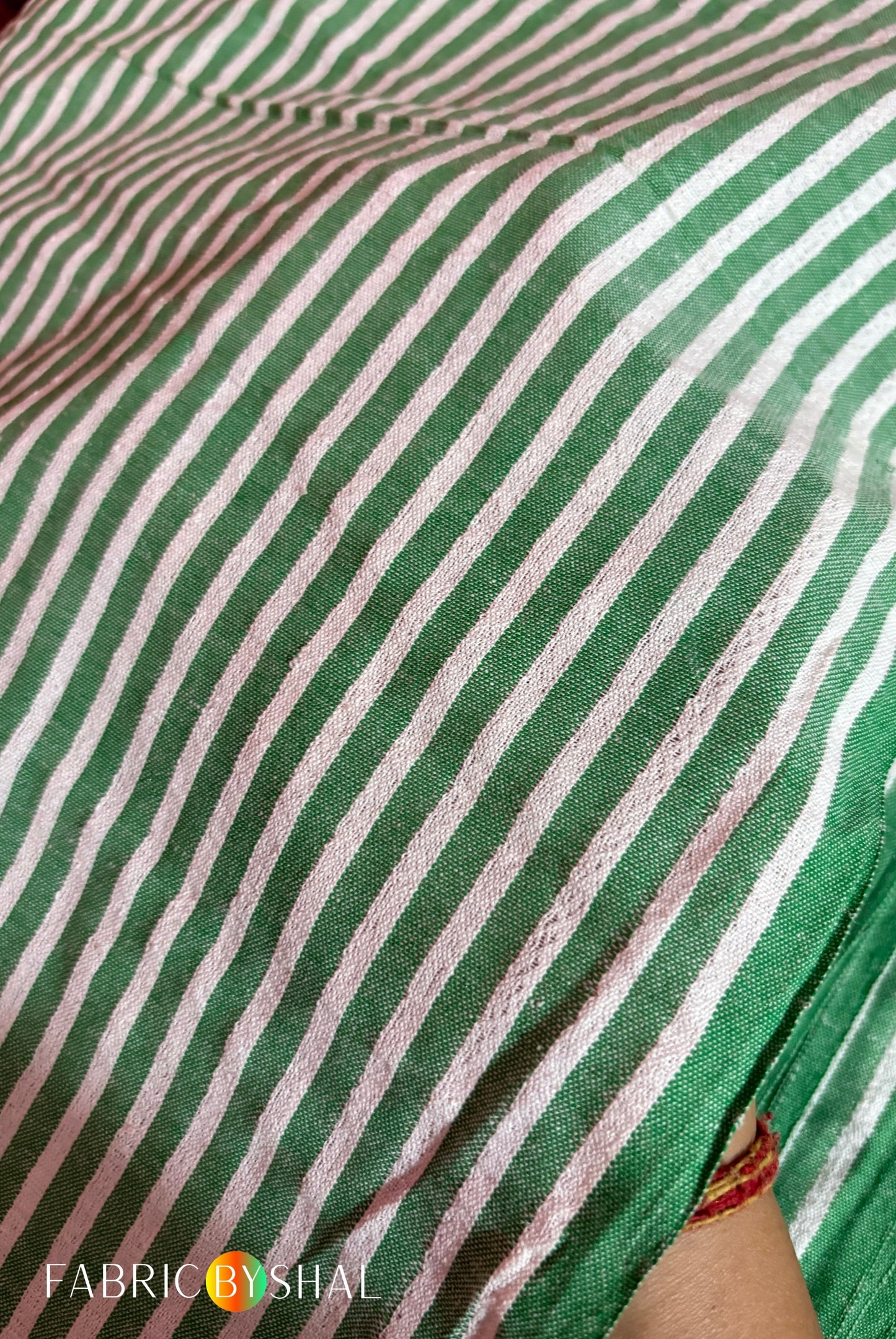 Green Stripe Seersucker Fabric CS0034