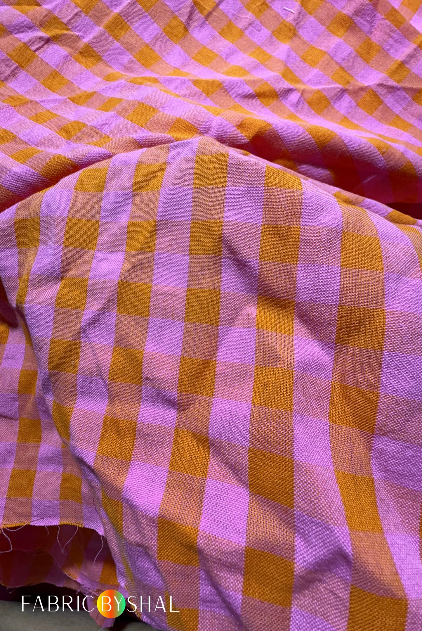 Pink & Orange Check Fabric CC0013