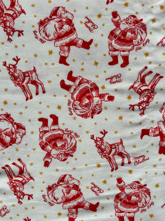 Christmas Santa Reindeer Print Flanne FBS026122