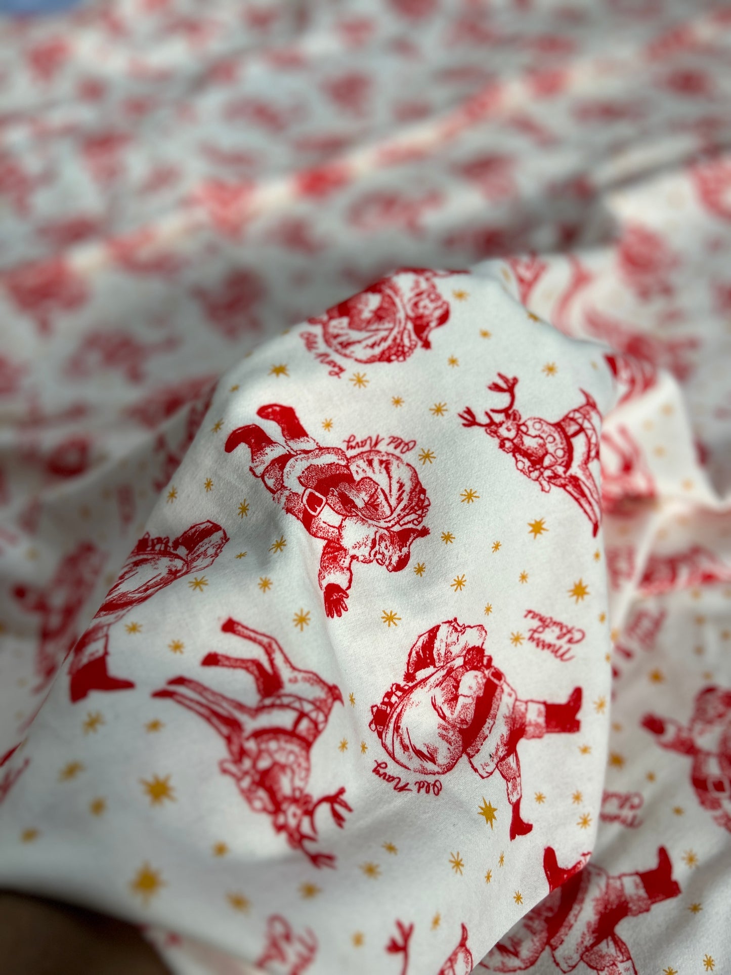 Christmas Santa Reindeer Print Flanne FBS026122