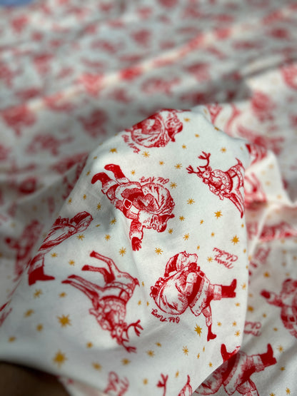 Christmas Santa Reindeer Print Flanne FBS026122