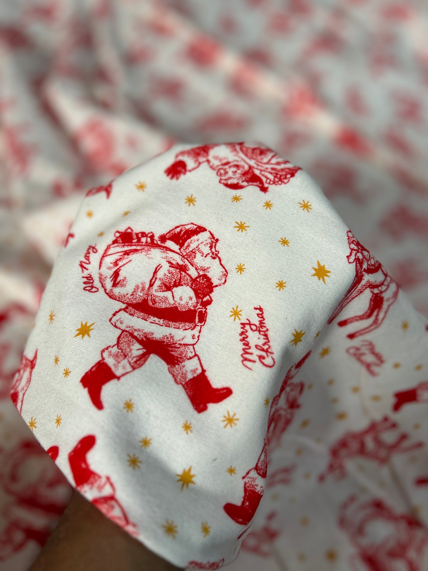 Christmas Santa Reindeer Print Flanne FBS026122