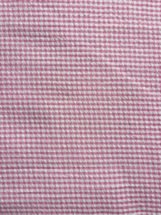 Pink Seersucker Check Fabric FBS026133
