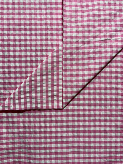 Pastel Pink  Seersucker Check Fabric FBS026132