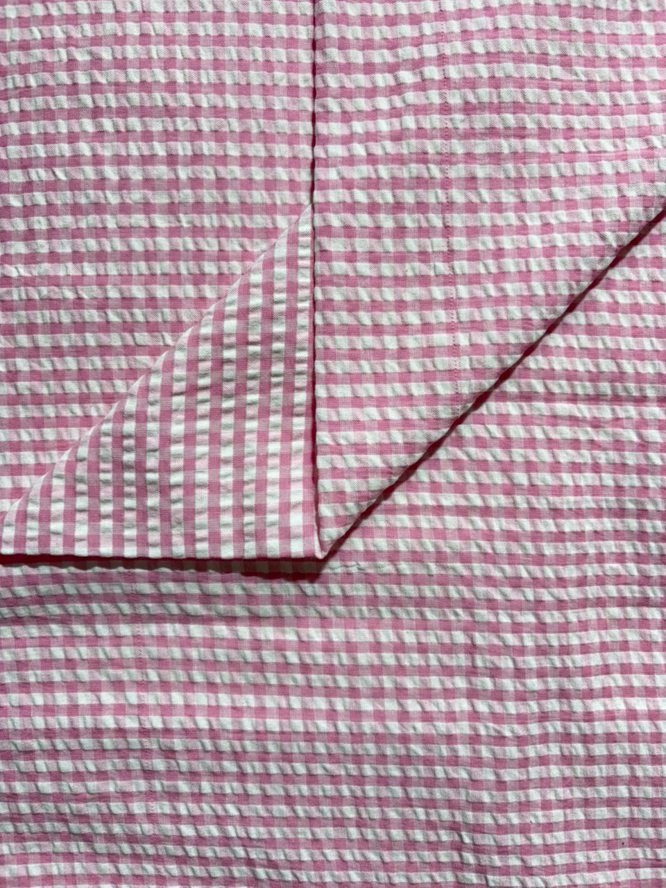 Pink Seersucker Check Fabric FBS026133